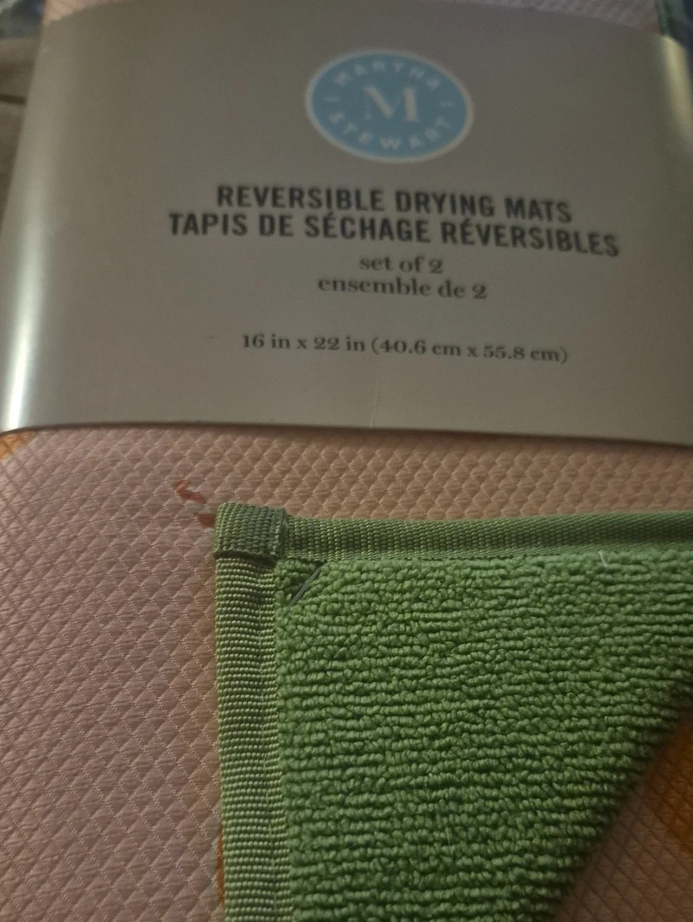Martha Stewart Pink Citrus Pattern Reversible Drying Mats Set Of 2 16x22